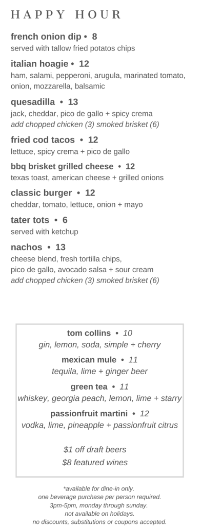 Happy Hour Menu
